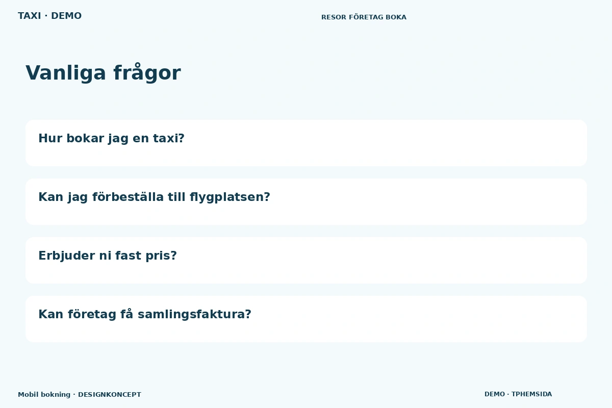 Mobil bokning – Vanliga frågor för taxi