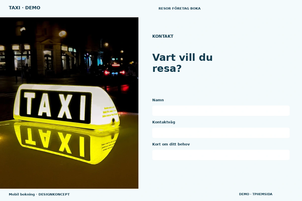 Mobil bokning – Kontakt för taxi