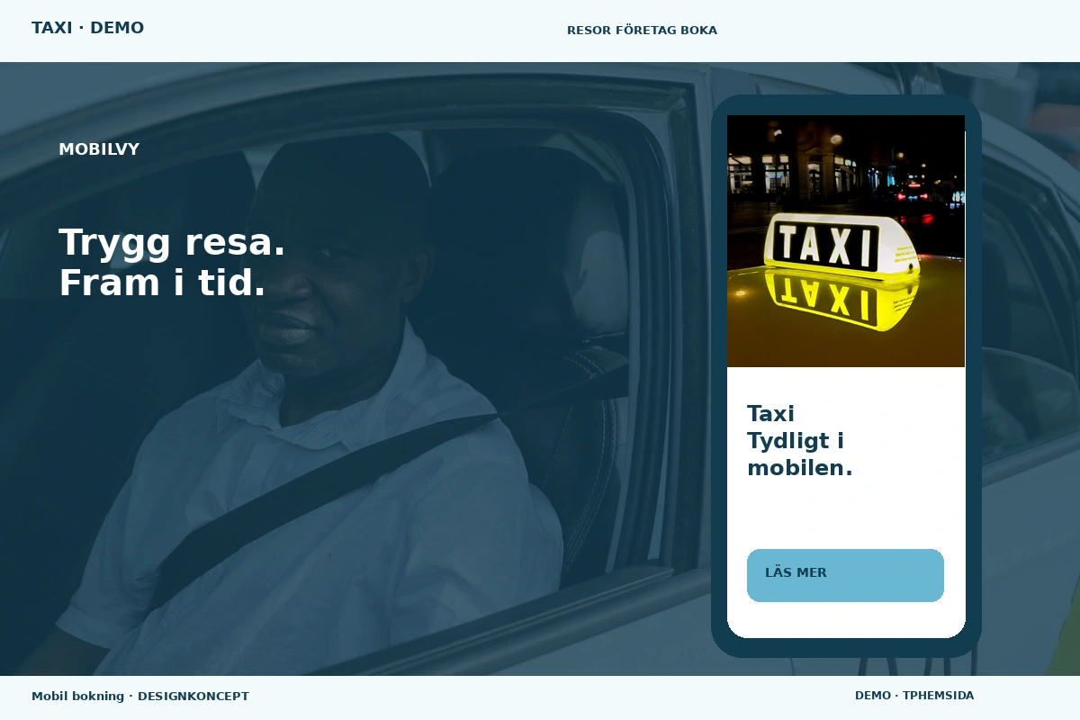 Mobil bokning – Mobilvy för taxi