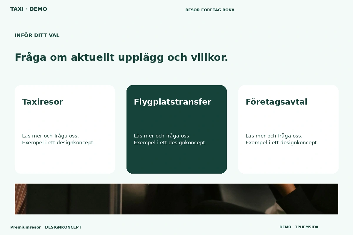 Premiumresor – Alternativ & villkor för taxi