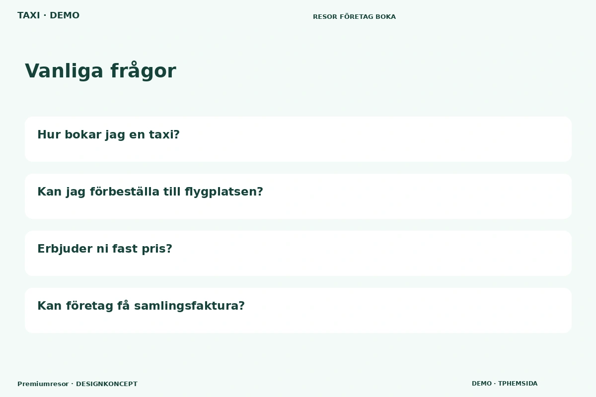 Premiumresor – Vanliga frågor för taxi