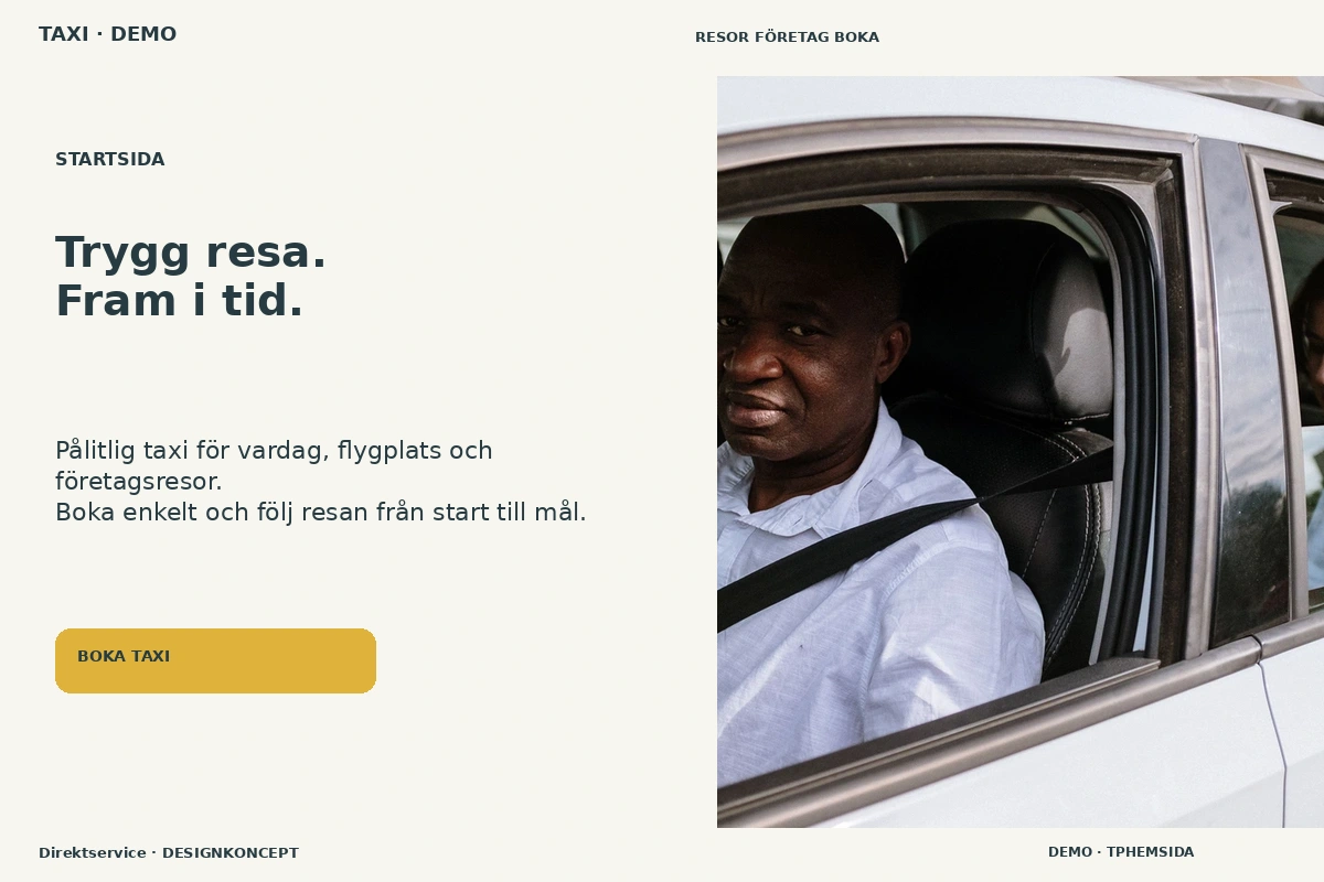 Direktservice – Startsida för taxi