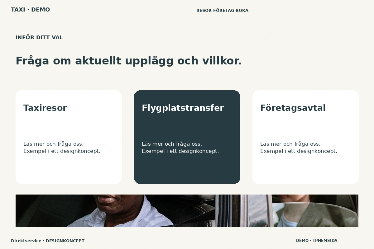 Direktservice – Alternativ & villkor för taxi