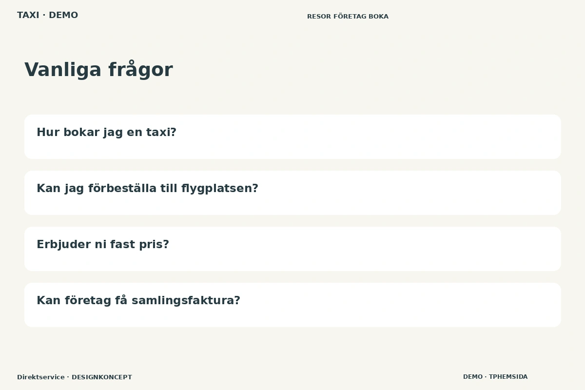 Direktservice – Vanliga frågor för taxi