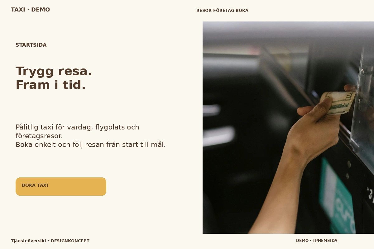 Tjänsteöversikt – Startsida för taxi