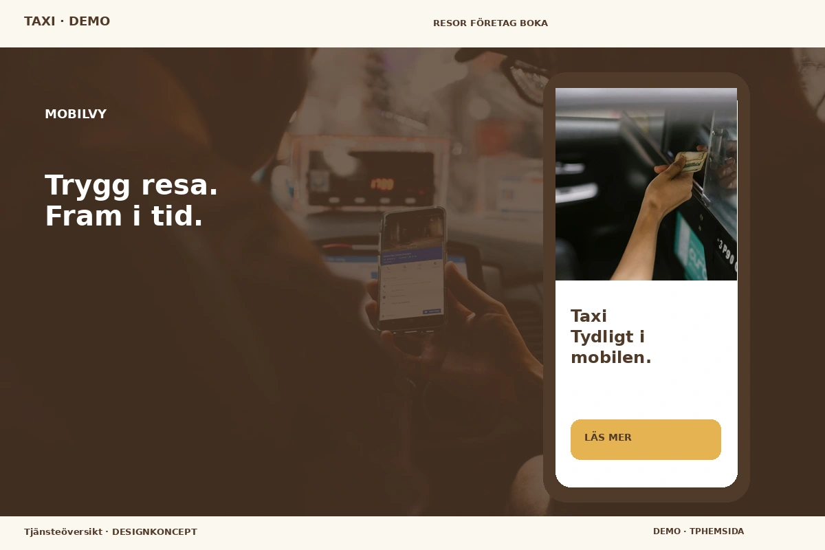 Tjänsteöversikt – Mobilvy för taxi