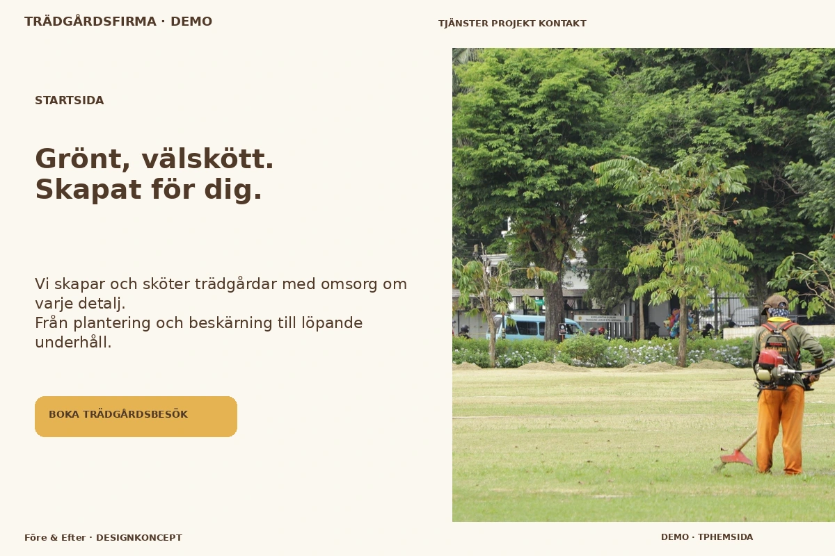 Före & Efter – Startsida för trädgårdsfirma