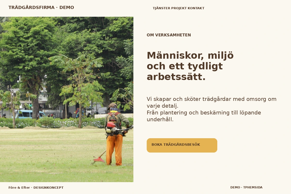 Före & Efter – Om verksamheten för trädgårdsfirma