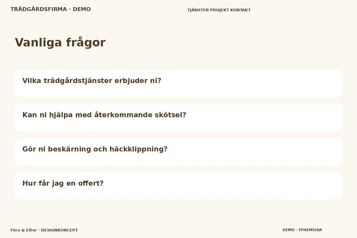 Före & Efter – Vanliga frågor för trädgårdsfirma