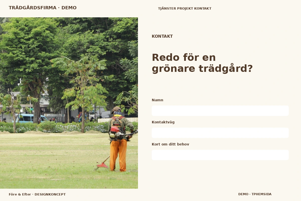 Före & Efter – Kontakt för trädgårdsfirma