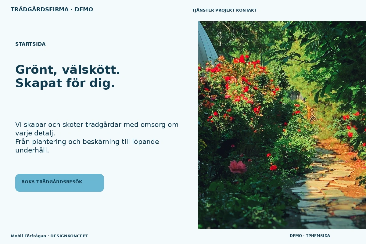 Mobil Förfrågan – Startsida för trädgårdsfirma