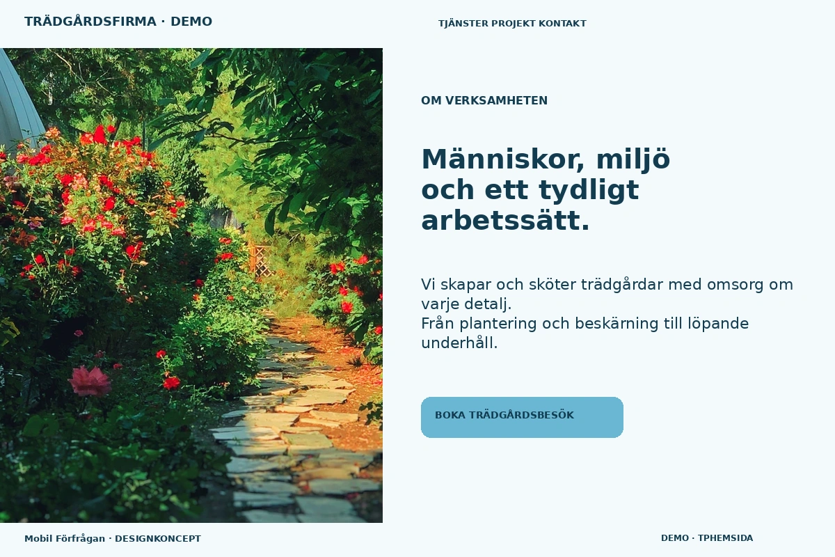 Mobil Förfrågan – Om verksamheten för trädgårdsfirma