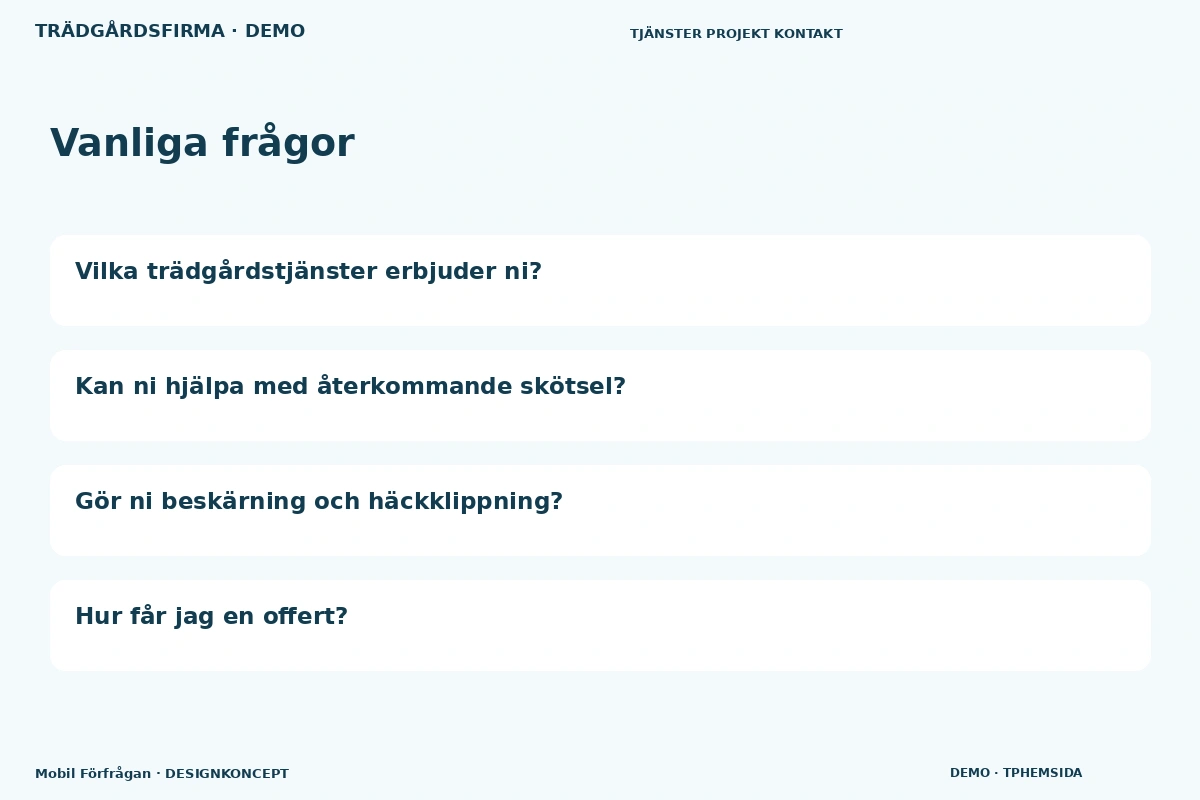 Mobil Förfrågan – Vanliga frågor för trädgårdsfirma
