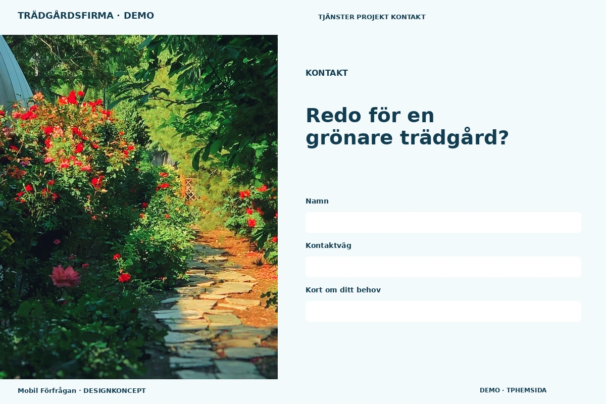 Mobil Förfrågan – Kontakt för trädgårdsfirma