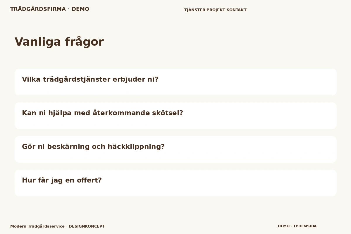 Modern Trädgårdsservice – Vanliga frågor för trädgårdsfirma