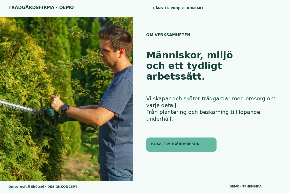 Omsorgsfull Skötsel – Om verksamheten för trädgårdsfirma