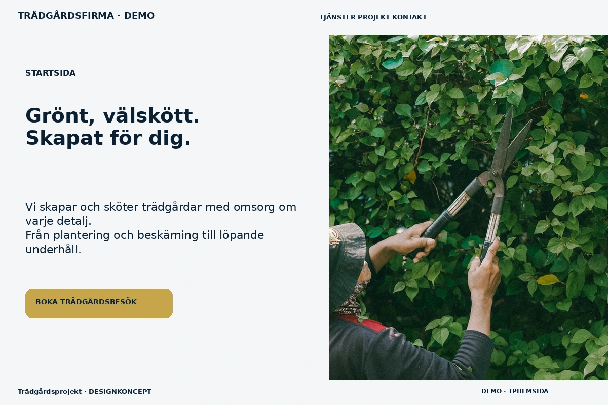Trädgårdsprojekt – Startsida för trädgårdsfirma