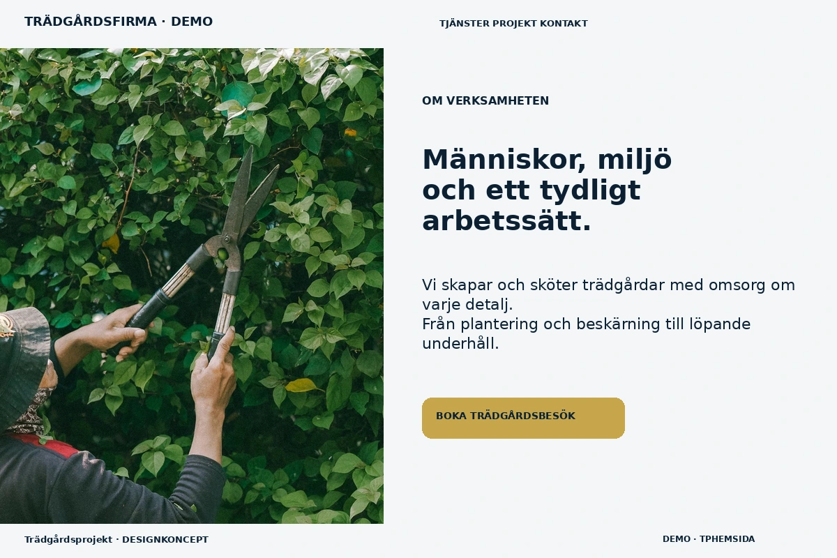 Trädgårdsprojekt – Om verksamheten för trädgårdsfirma