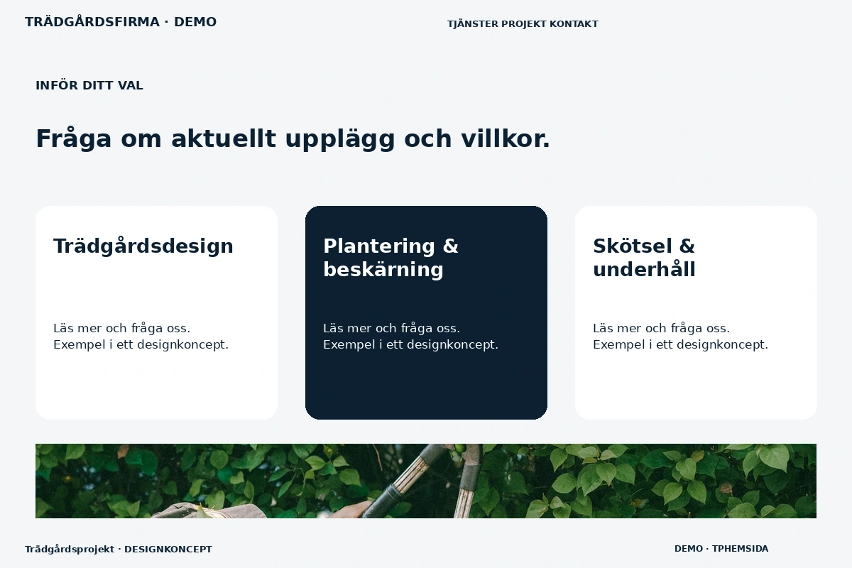 Trädgårdsprojekt – Alternativ & villkor för trädgårdsfirma