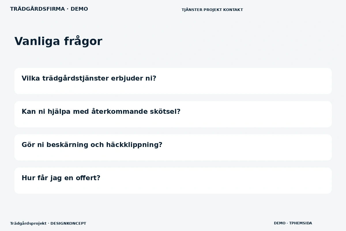 Trädgårdsprojekt – Vanliga frågor för trädgårdsfirma