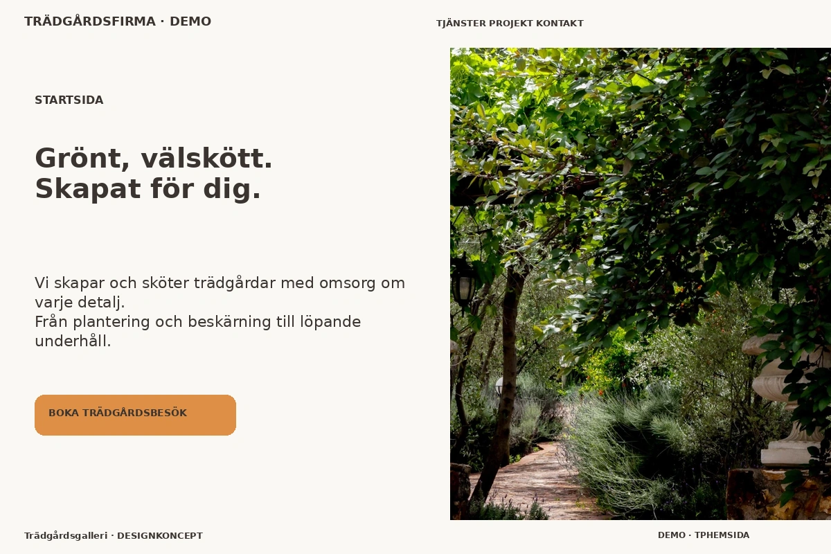 Trädgårdsgalleri – Startsida för trädgårdsfirma