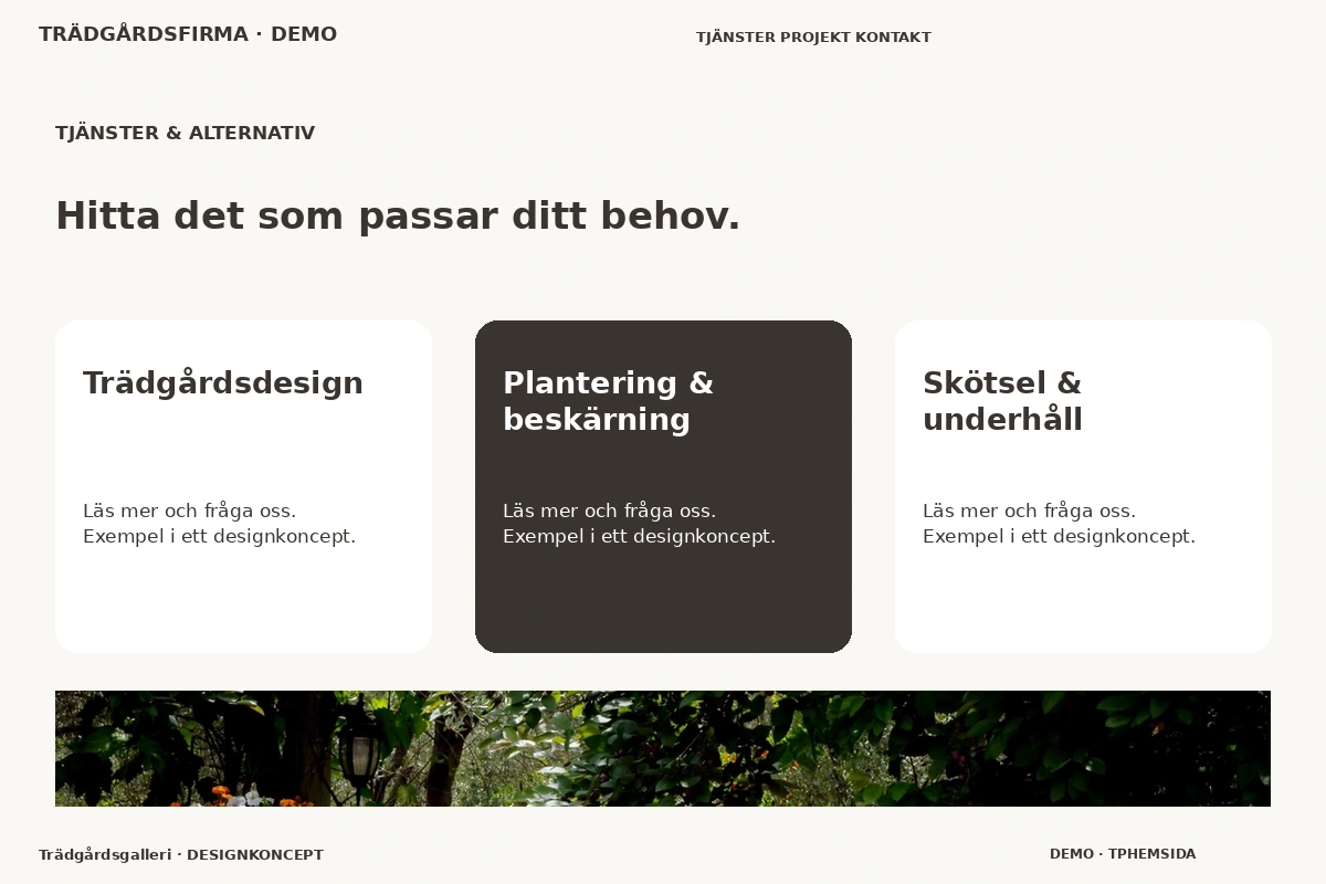Trädgårdsgalleri – Tjänster & alternativ för trädgårdsfirma