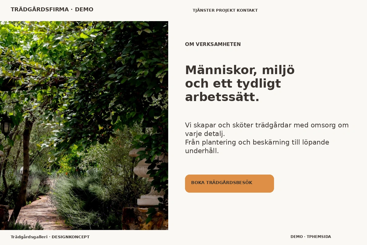 Trädgårdsgalleri – Om verksamheten för trädgårdsfirma