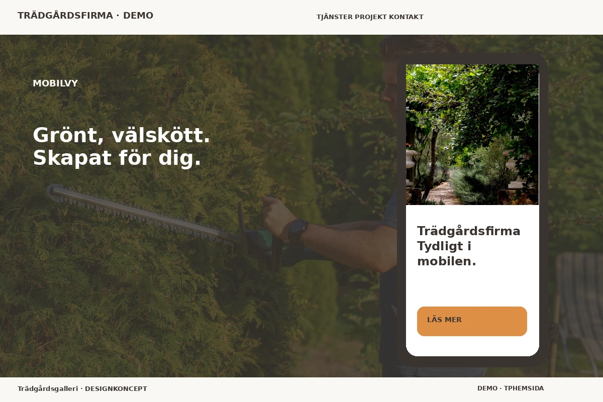 Trädgårdsgalleri – Mobilvy för trädgårdsfirma