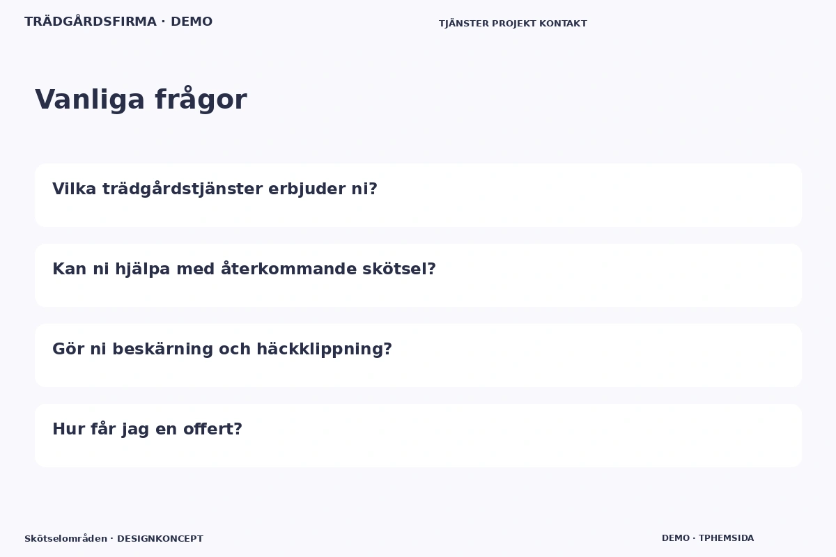 Skötselområden – Vanliga frågor för trädgårdsfirma