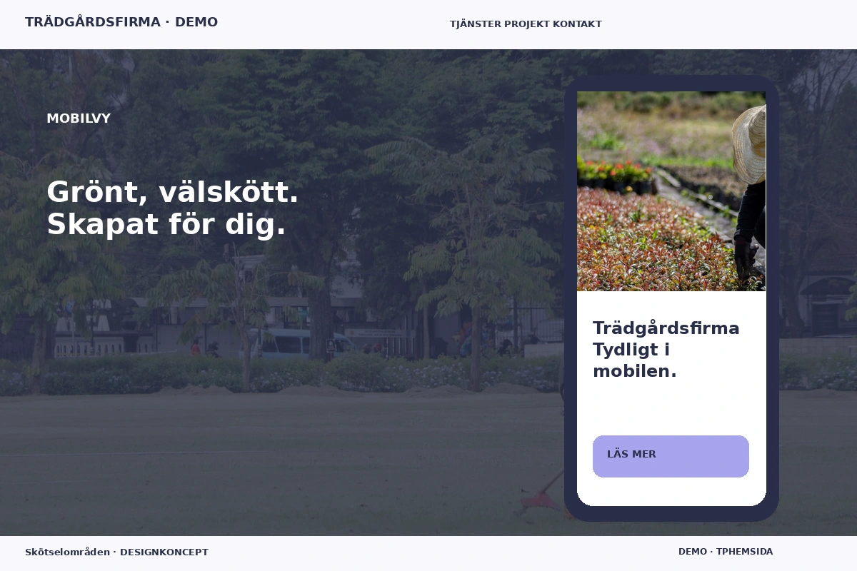 Skötselområden – Mobilvy för trädgårdsfirma