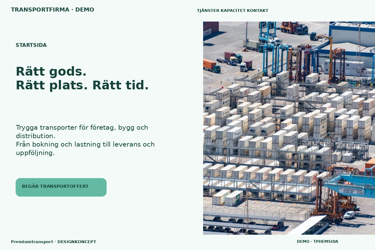 Premiumtransport – Startsida för transportfirma