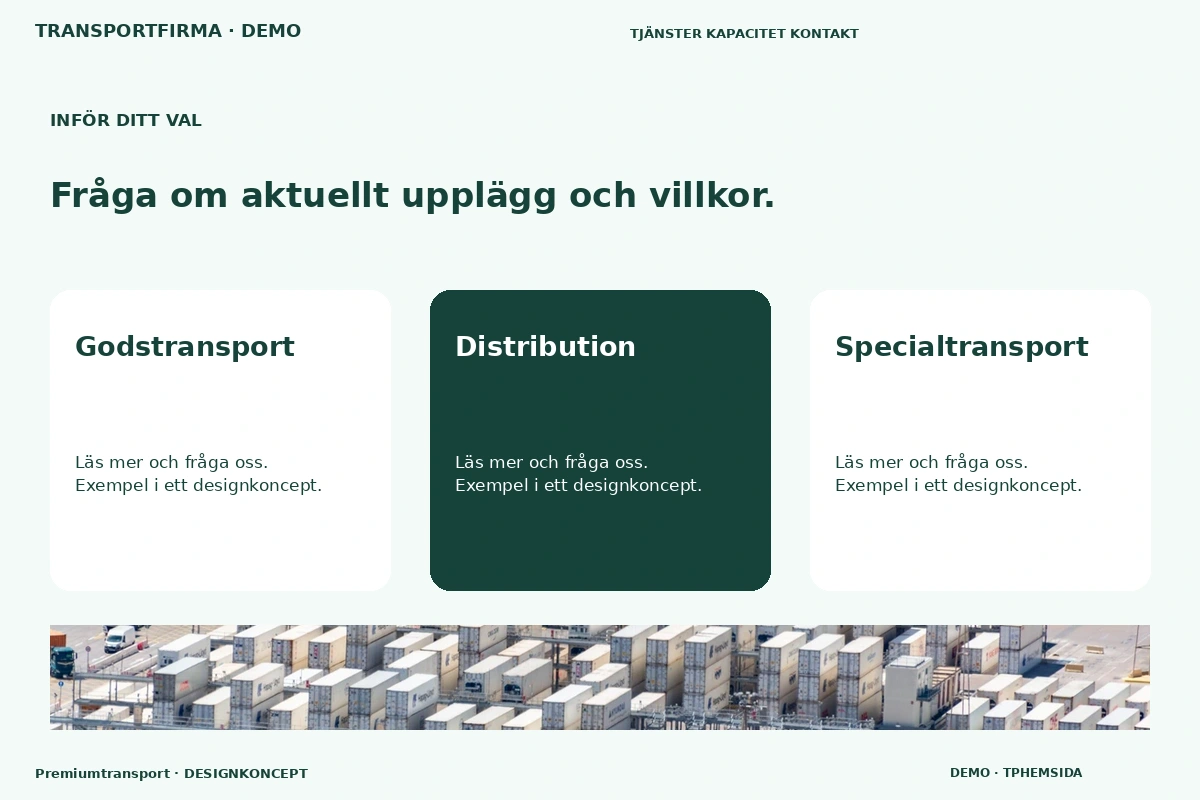 Premiumtransport – Alternativ & villkor för transportfirma