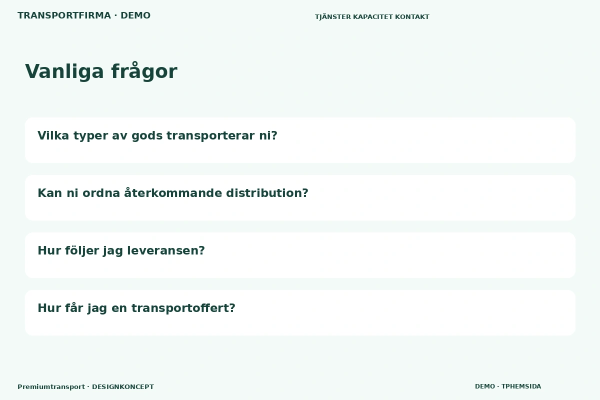 Premiumtransport – Vanliga frågor för transportfirma