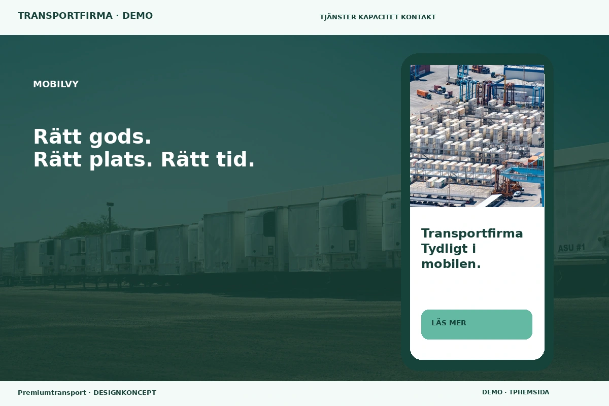 Premiumtransport – Mobilvy för transportfirma