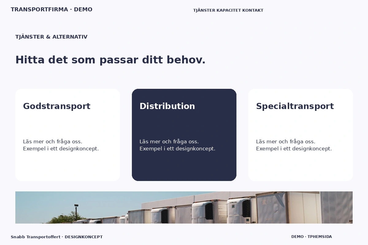 Snabb Transportoffert – Tjänster & alternativ för transportfirma