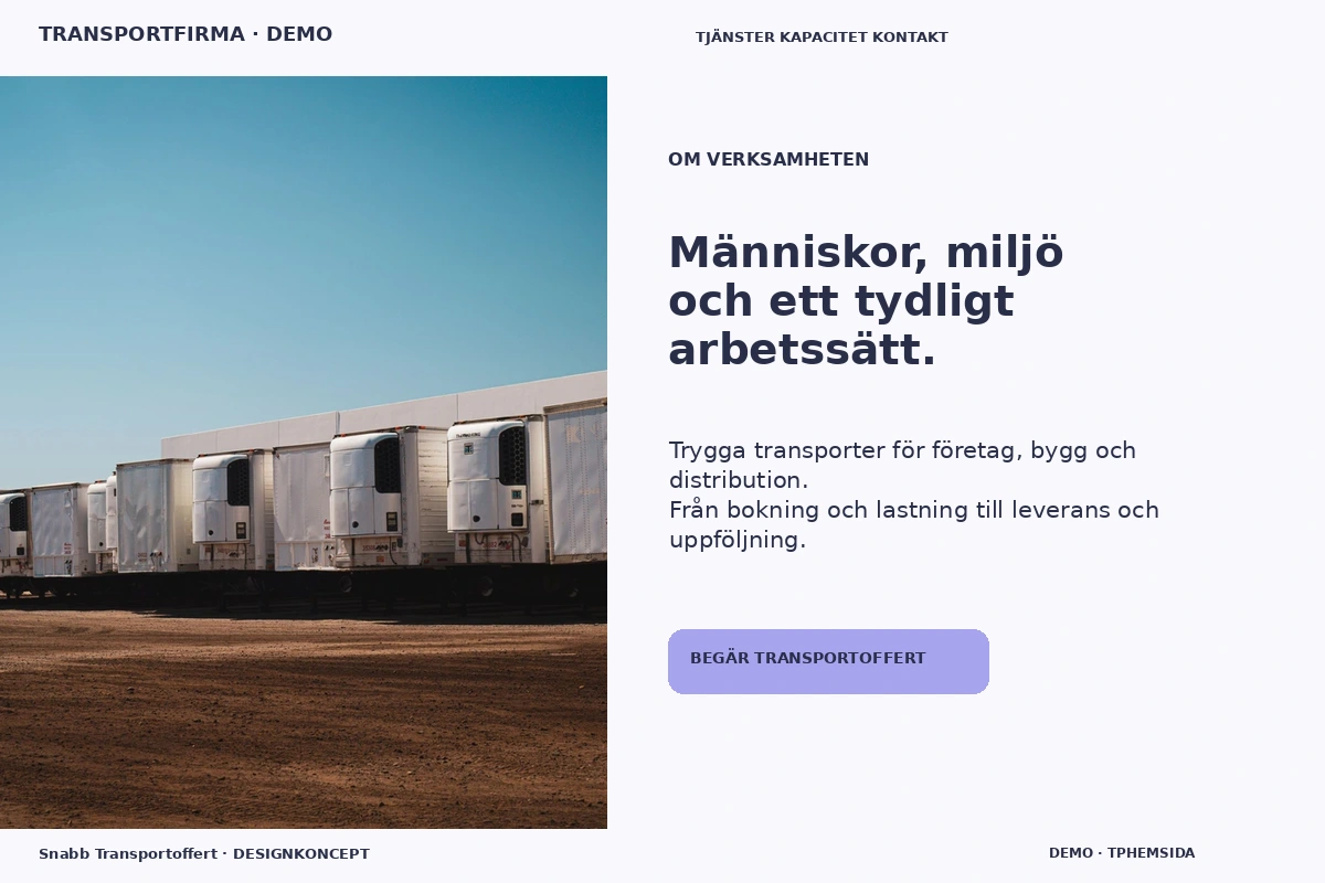 Snabb Transportoffert – Om verksamheten för transportfirma