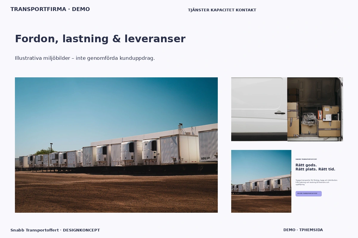 Snabb Transportoffert – Fordon, lastning & leveranser för transportfirma
