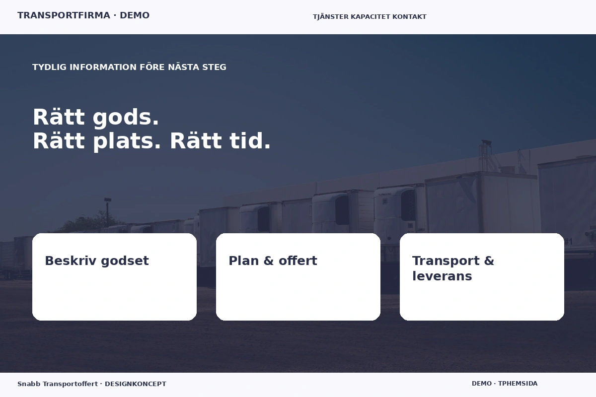 Snabb Transportoffert – Inför ditt val för transportfirma