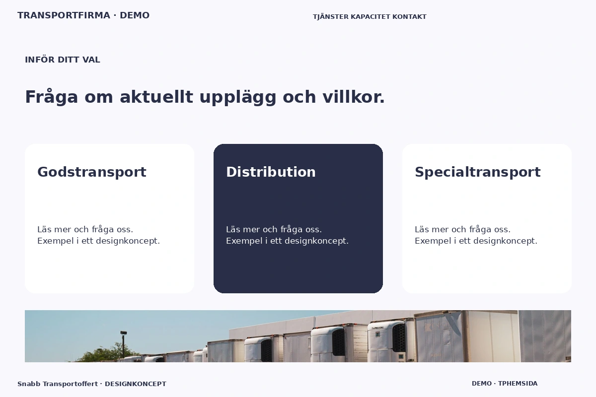 Snabb Transportoffert – Alternativ & villkor för transportfirma