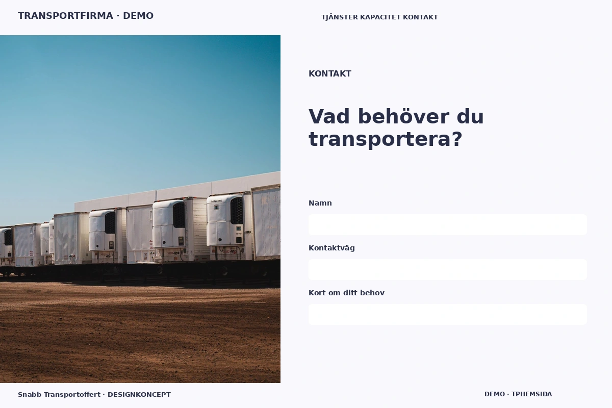 Snabb Transportoffert – Kontakt för transportfirma