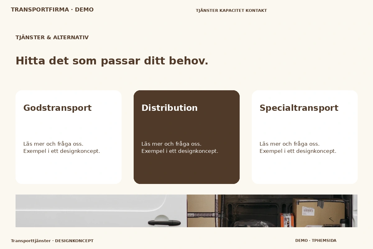 Transporttjänster – Tjänster & alternativ för transportfirma