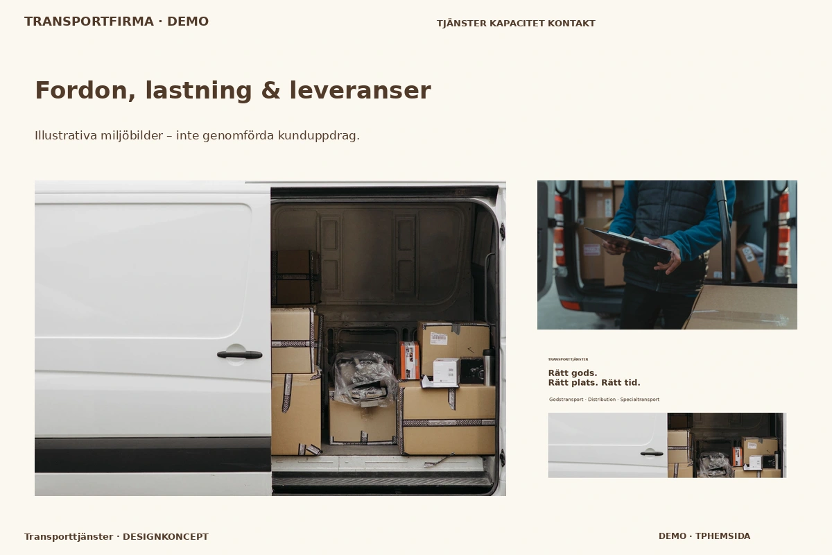 Transporttjänster – Fordon, lastning & leveranser för transportfirma