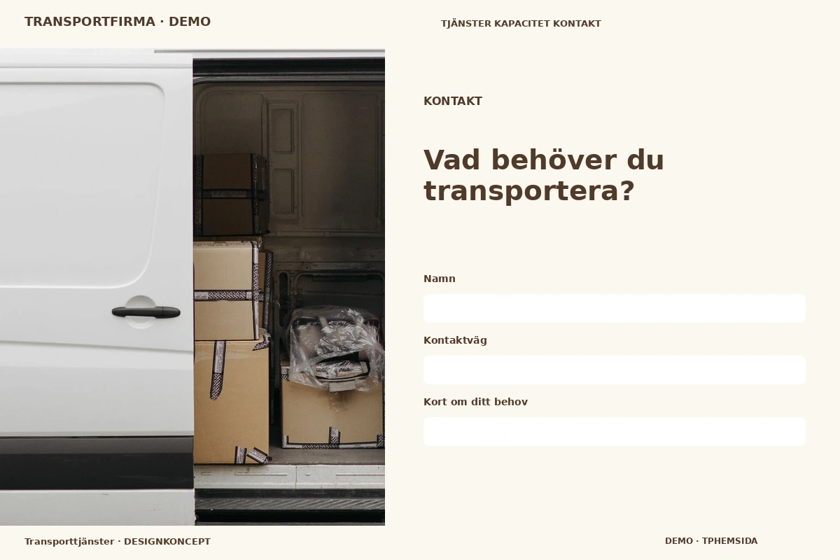 Transporttjänster – Kontakt för transportfirma