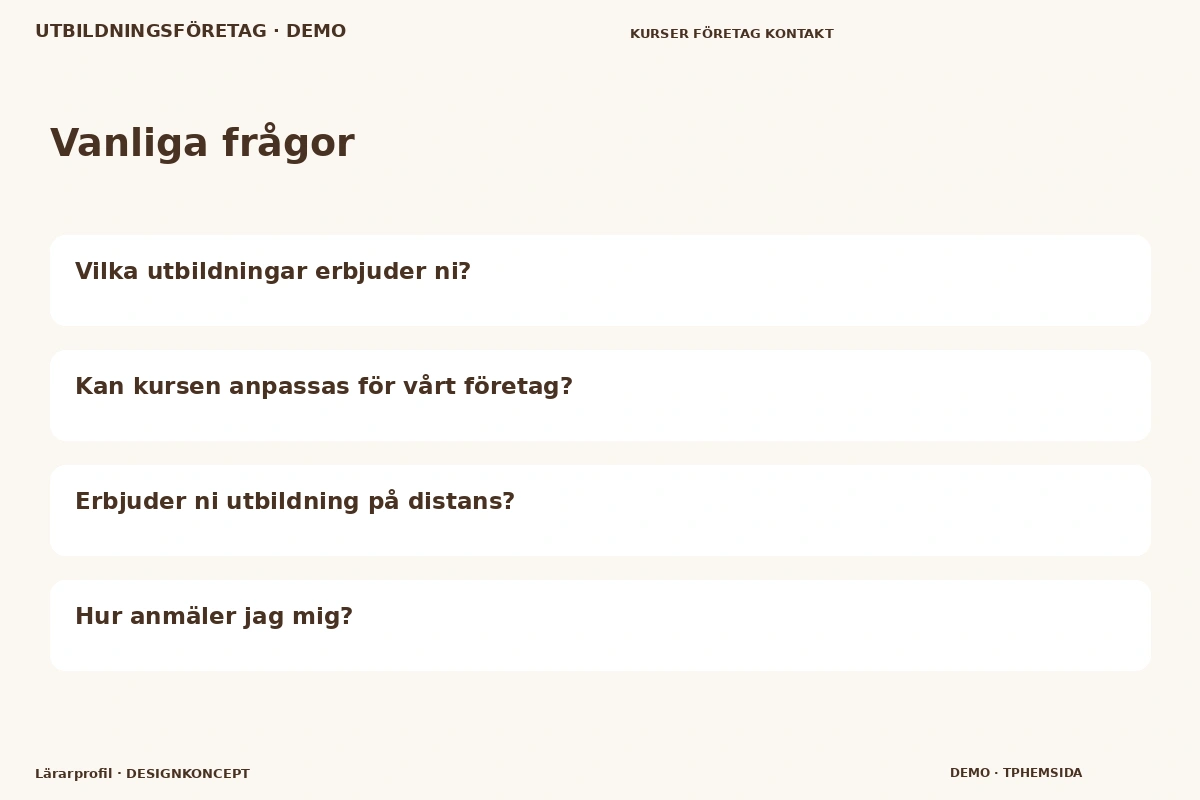 Lärarprofil – Vanliga frågor för utbildningsföretag