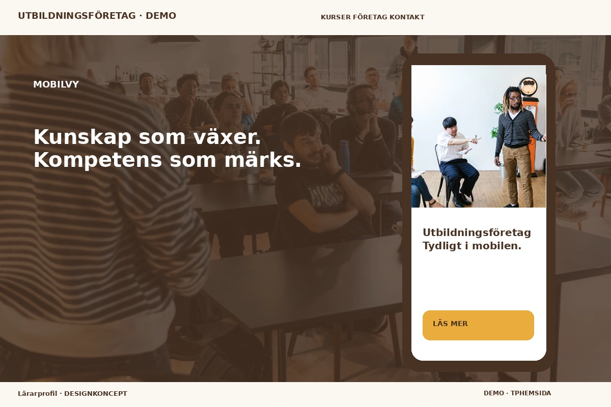 Lärarprofil – Mobilvy för utbildningsföretag