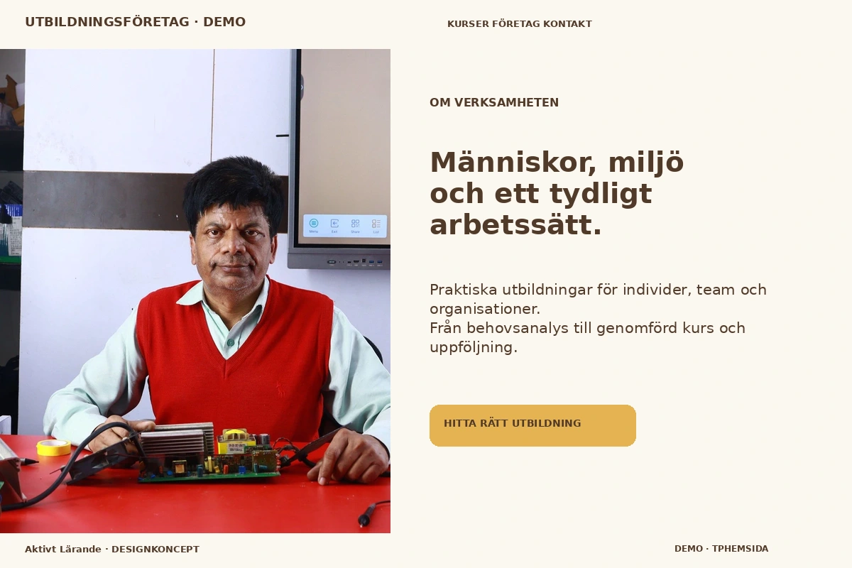 Aktivt Lärande – Om verksamheten för utbildningsföretag