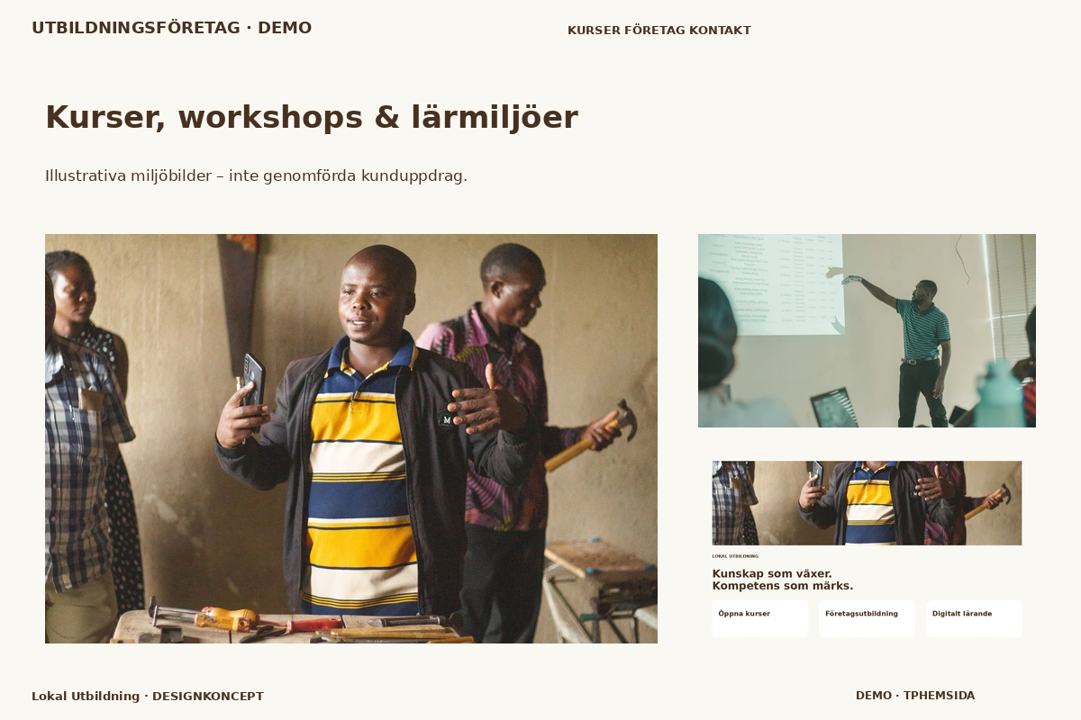 Lokal Utbildning – Kurser, workshops & lärmiljöer för utbildningsföretag