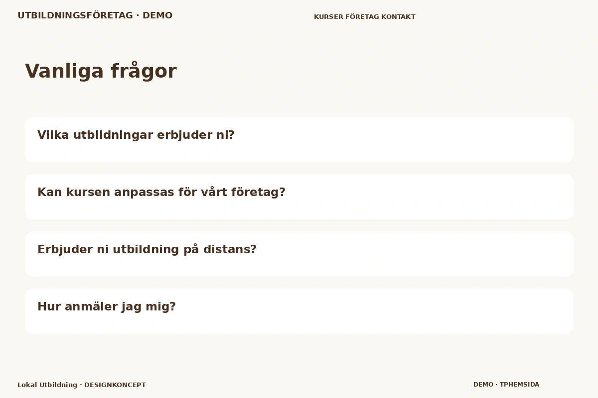 Lokal Utbildning – Vanliga frågor för utbildningsföretag