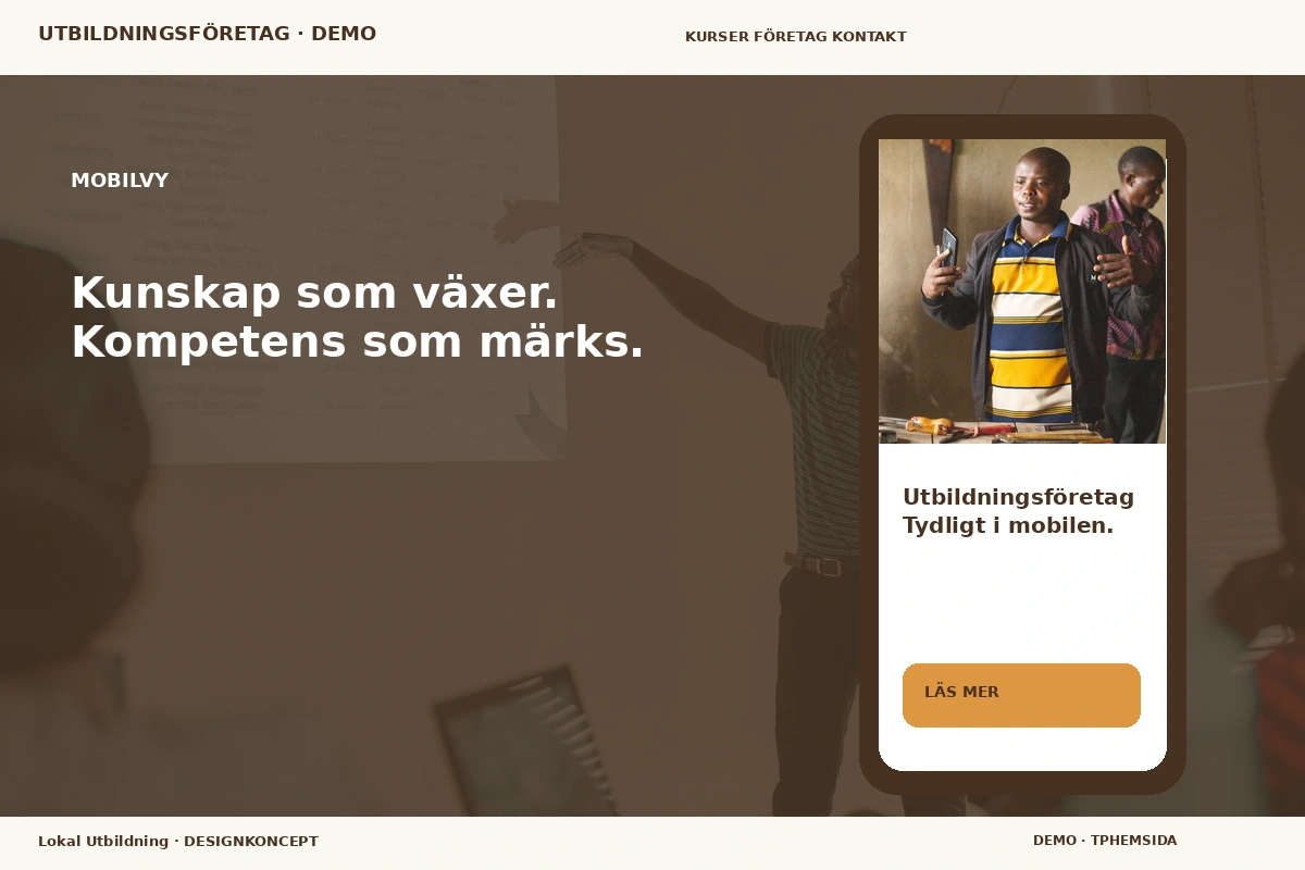Lokal Utbildning – Mobilvy för utbildningsföretag