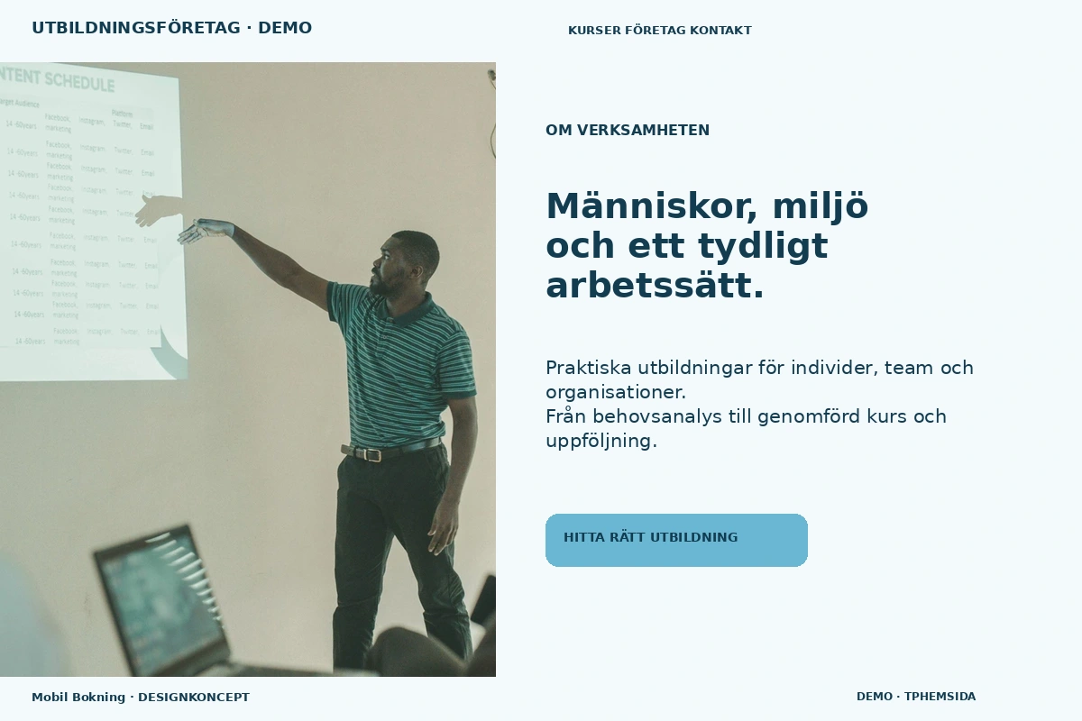 Mobil Bokning – Om verksamheten för utbildningsföretag
